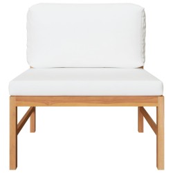 vidaXL Mittelsofa mit Creme Kissen Teak Massivholz