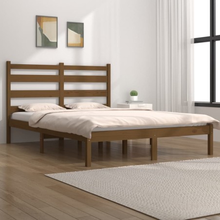 vidaXL Massivholzbett Honigbraun Kiefer 135x190 cm