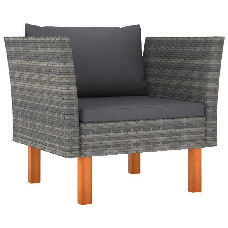 vidaXL Gartensofa Poly Rattan und Eukalyptus Massivholz vidaXL Gartensofa Poly Rattan und Eukalyptus Massivholz