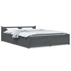 vidaXL Bett mit Schubladen Grau 135x190 cm