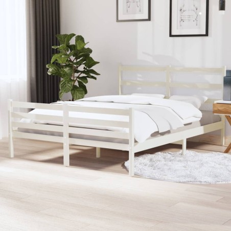 vidaXL Massivholzbett Kiefer 140x190 cm Weiß