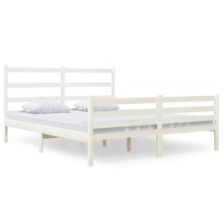 vidaXL Massivholzbett Kiefer 140x190 cm Weiß