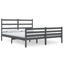 vidaXL Massivholzbett Grau Kiefer 135x190 cm
