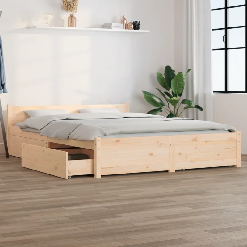 vidaXL Bett mit Schubladen 140x200 cm vidaXL Bett mit Schubladen 140x200 cm