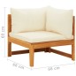 Ecksofa mit Cremeweißen Kissen Massivholz Akazie Ecksofa mit Cremeweißen Kissen Massivholz Akazie