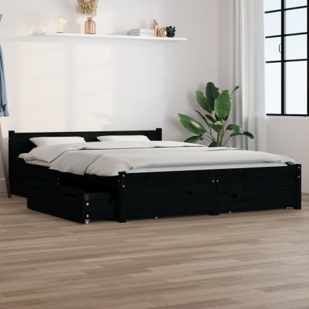 vidaXL Bett mit Schubladen Schwarz 120x190 cm
