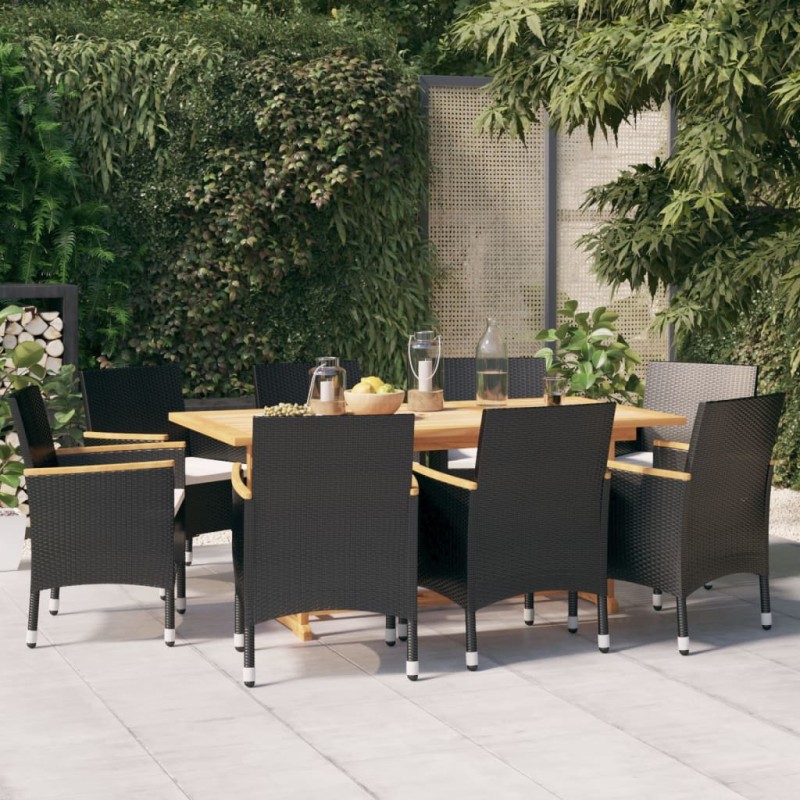 vidaXL 9-tlg. Garten-Essgruppe mit Kissen Schwarz vidaXL 9-tlg. Garten-Essgruppe mit Kissen Schwarz
