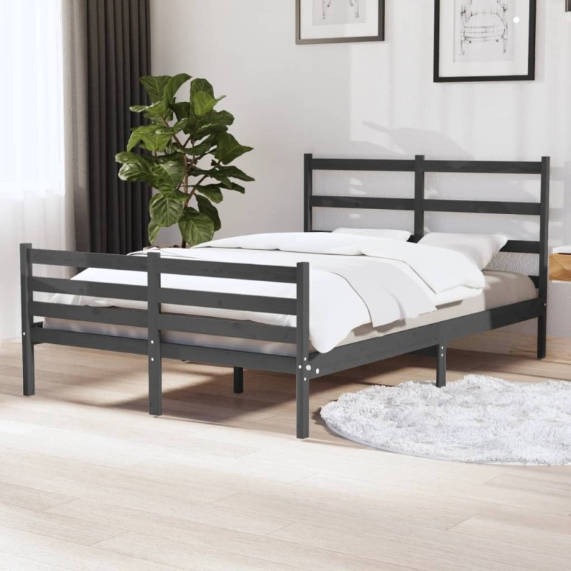 vidaXL Massivholzbett Grau Kiefer 120x190 cm vidaXL Massivholzbett Grau Kiefer 120x190 cm