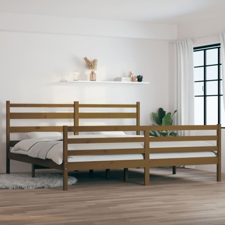 vidaXL Massivholzbett Kiefer 200x200 cm Honigbraun