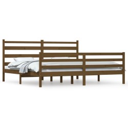 vidaXL Massivholzbett Kiefer 200x200 cm Honigbraun