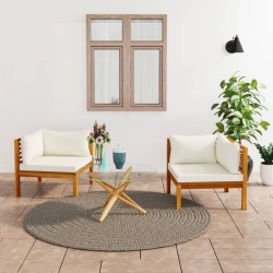 vidaXL Ecksofas 2 Stk. mit Cremeweißen Kissen Massivholz Akazie