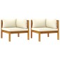 vidaXL Ecksofas 2 Stk. mit Cremeweißen Kissen Massivholz Akazie vidaXL Ecksofas 2 Stk. mit Cremeweißen Kissen Massivholz Akazie