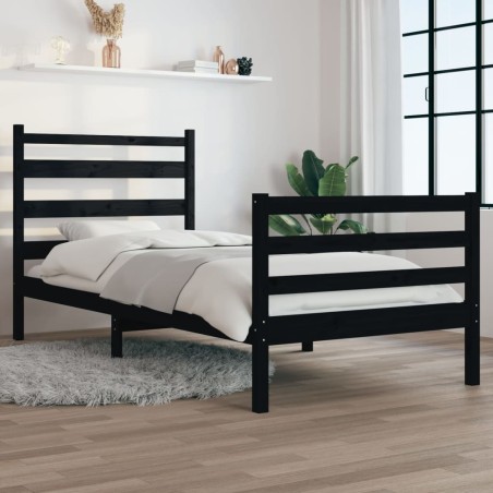 vidaXL Massivholzbett Kiefer 90x200 cm Schwarz