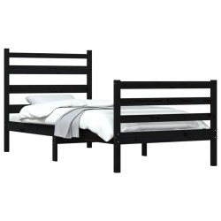 vidaXL Massivholzbett Kiefer 90x200 cm Schwarz