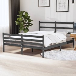 vidaXL Massivholzbett Kiefer 140x190 cm Grau
