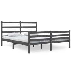 vidaXL Massivholzbett Kiefer 140x190 cm Grau