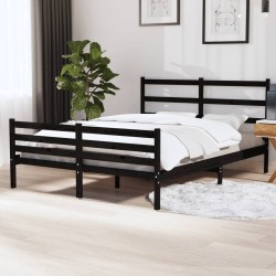 vidaXL Massivholzbett Schwarz Kiefer 135x190 cm