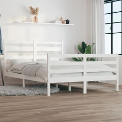 vidaXL Massivholzbett Kiefer 140x200 cm Weiß
