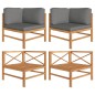 Ecksofa 2 Stk. mit Dunkelgrauen Kissen Massivholz Teak Ecksofa 2 Stk. mit Dunkelgrauen Kissen Massivholz Teak