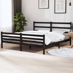 vidaXL Massivholzbett Schwarz Kiefer 180x200 cm