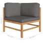 Ecksofa 2 Stk. mit Dunkelgrauen Kissen Massivholz Teak Ecksofa 2 Stk. mit Dunkelgrauen Kissen Massivholz Teak