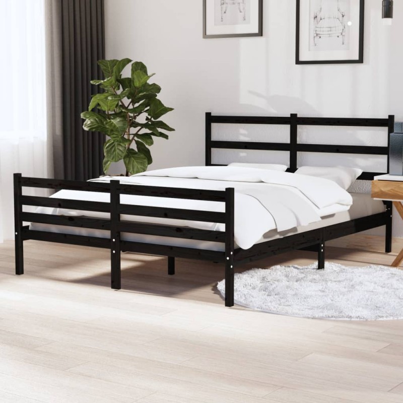 vidaXL Massivholzbett Kiefer 140x190 cm Schwarz vidaXL Massivholzbett Kiefer 140x190 cm Schwarz