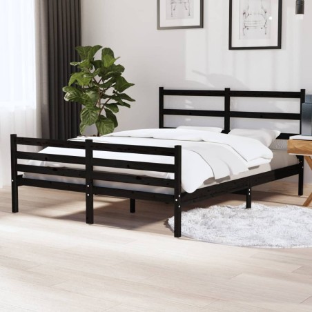 vidaXL Massivholzbett Kiefer 140x190 cm Schwarz