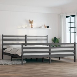 vidaXL Massivholzbett Kiefer 200x200 cm Grau