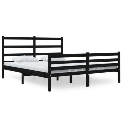 vidaXL Massivholzbett Schwarz Kiefer 150x200 cm