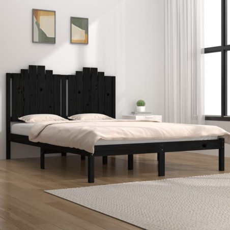 vidaXL Massivholzbett Schwarz Kiefer 160x200 cm