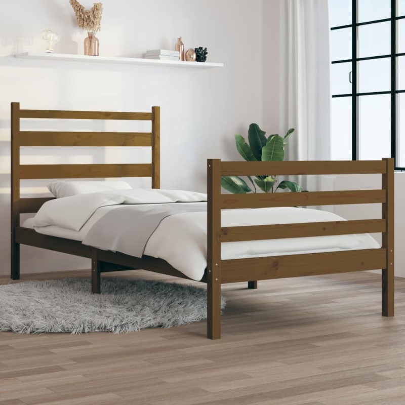 vidaXL Massivholzbett Kiefer 90x200 cm Honigbraun vidaXL Massivholzbett Kiefer 90x200 cm Honigbraun
