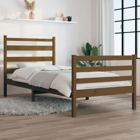 vidaXL Massivholzbett Kiefer 90x200 cm Honigbraun