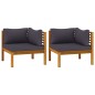 Ecksofas 2 Stk. mit Dunkelgrauen Kissen Massivholz Teak Ecksofas 2 Stk. mit Dunkelgrauen Kissen Massivholz Teak