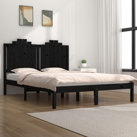 vidaXL Massivholzbett Schwarz Kiefer 140x200 cm