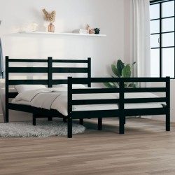 vidaXL Massivholzbett Kiefer 160x200 cm Schwarz