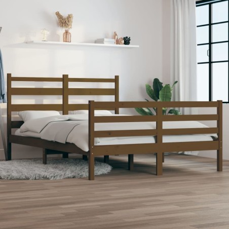 vidaXL Massivholzbett Kiefer 160x200 cm Honigbraun