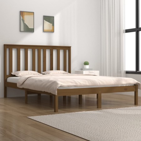 vidaXL Massivholzbett Honigbraun Kiefer 140x190 cm