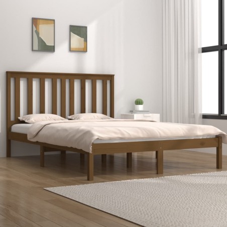 vidaXL Massivholzbett Honigbraun Kiefer 135x190 cm