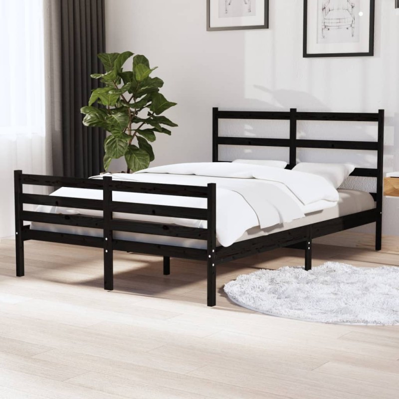 vidaXL Massivholzbett Schwarz Kiefer 120x190 cm vidaXL Massivholzbett Schwarz Kiefer 120x190 cm