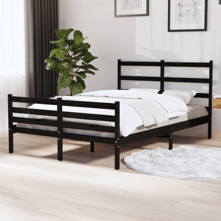 vidaXL Massivholzbett Schwarz Kiefer 120x190 cm