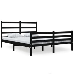 vidaXL Massivholzbett Schwarz Kiefer 120x190 cm