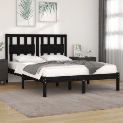 vidaXL Massivholzbett Schwarz Kiefer 180x200 cm
