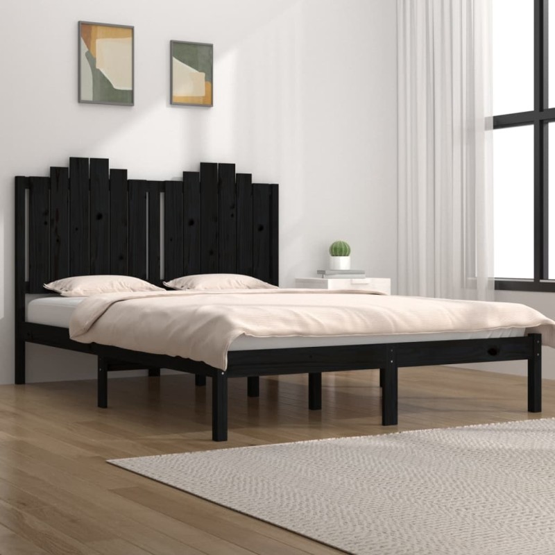 vidaXL Massivholzbett Schwarz Kiefer 200x200 cm vidaXL Massivholzbett Schwarz Kiefer 200x200 cm