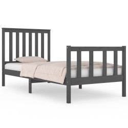 vidaXL Massivholzbett Grau Kiefer 90x190 cm