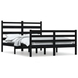 vidaXL Massivholzbett Kiefer 140x200 cm Schwarz