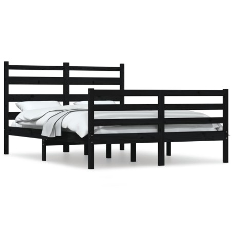 vidaXL Massivholzbett Kiefer 140x200 cm Schwarz