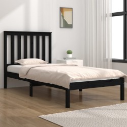 vidaXL Massivholzbett Schwarz Kiefer 100x200 cm