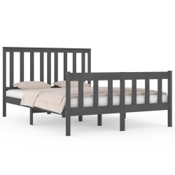 vidaXL Massivholzbett Grau Kiefer 140x190 cm