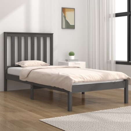 vidaXL Massivholzbett Grau Kiefer 90x190 cm