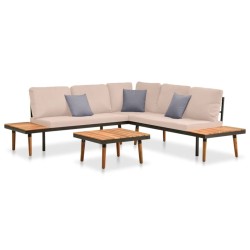 4-tlg. Garten-Lounge-Set mit Kissen Massivholz Akazie